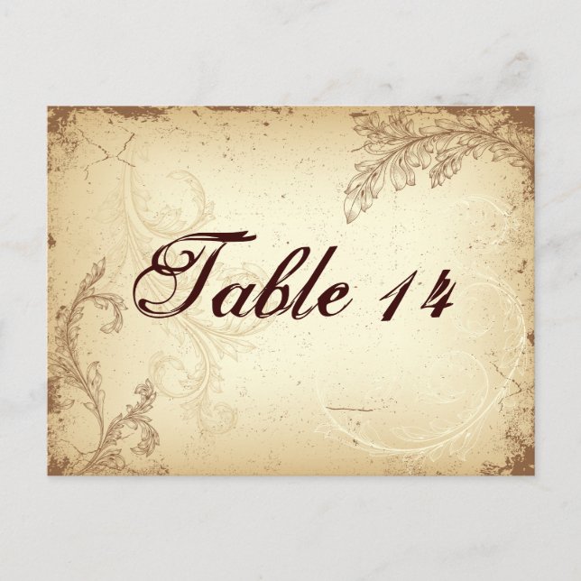 Carte Postale Tableau mariage en feuille de scroll beige Brown (Devant)