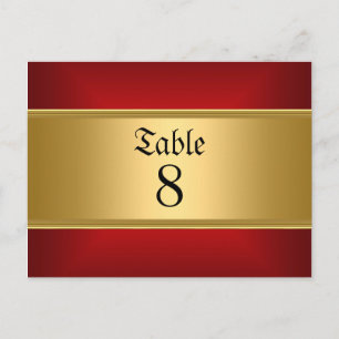 Carte Postale Tableau mariage Numéros Gold Red