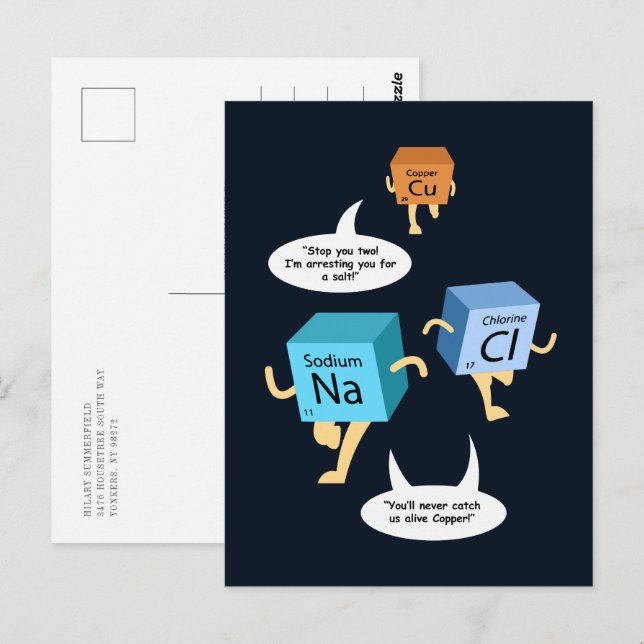 Carte Postale Tableau périodique drôle humour chimie personnalis (Devant / Derrière)
