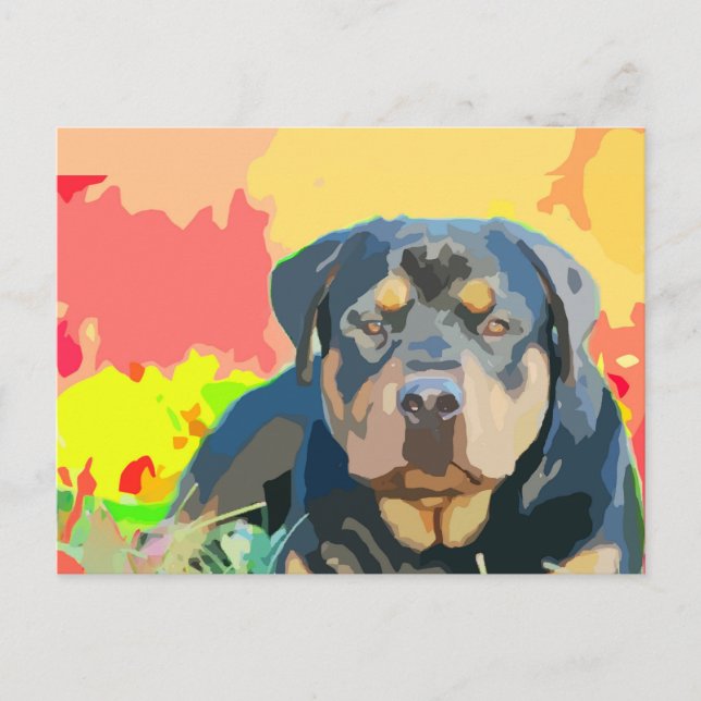 Carte Postale Tableau Portrait Rottweiler (Devant)