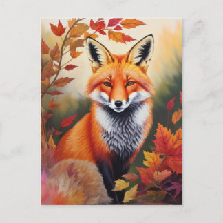Carte Postale Tableau Renard d'automne