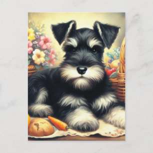 Carte Postale Tableau Schnauzer vintage