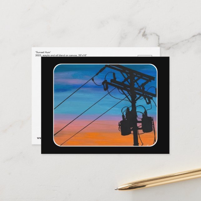 Carte Postale Tableau 'Sunset Hum' (Devant/Arrière en situation)