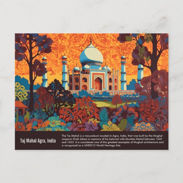 Carte Postale Tableau Tajmahal (Devant)