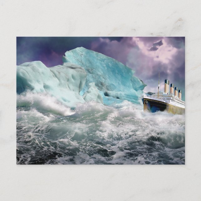 Carte Postale Tableau Titanic et Iceberg RMS (Devant)