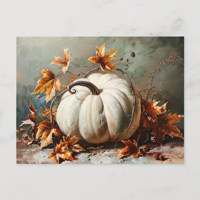 Carte Postale Tableau vintage Citrouille blanc (Devant)