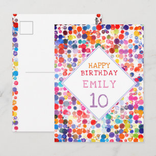 Carte Postale Taches de peinture aquarelle colorées amusantes po