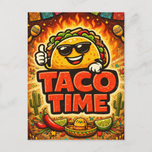 Carte Postale Taco Time - Fiesta Fiasco - Les gourmands déchaîné