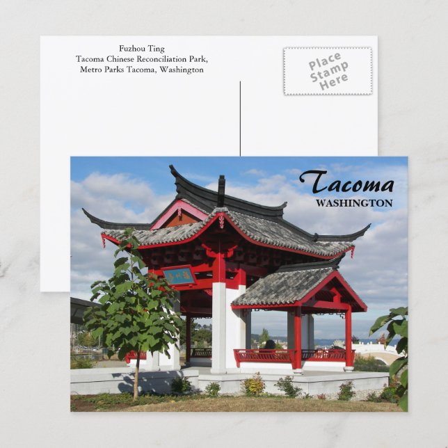 Carte Postale Tacoma, Washington Pavillon Chinois Photo de voyag (Devant / Derrière)