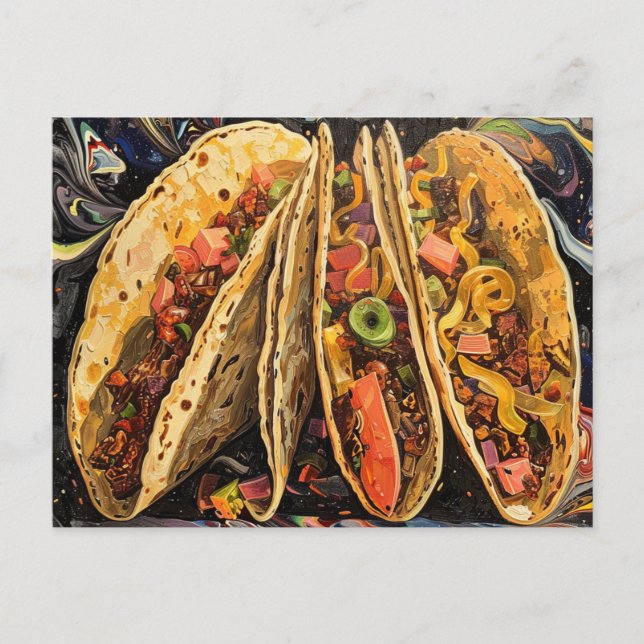 Carte Postale Tacos en style Klimt (Devant)