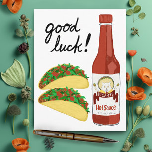 Carte Postale TACOS Sauce chaude épicée Chat Maracas BONNE CHANC
