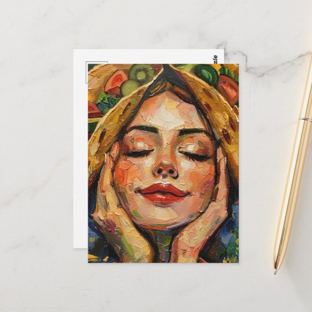 Carte Postale Tacos sur ma femme d'esprit (Devant/Arrière en situation)