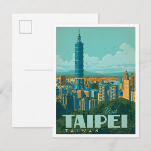 Carte Postale Taipei Taïwan Art Voyage Rétro
