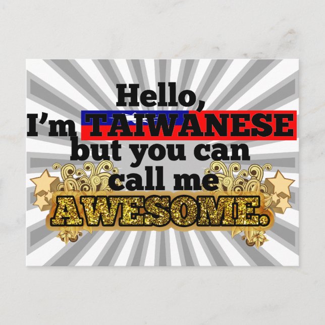 Carte Postale Taïwanais, mais appelez-moi Awesome (Devant)