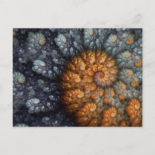 Carte Postale "Taiyou" Bleu & Or Spiral Fractal