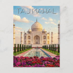 Carte Postale Taj Mahal Agra Fleurs indiennes