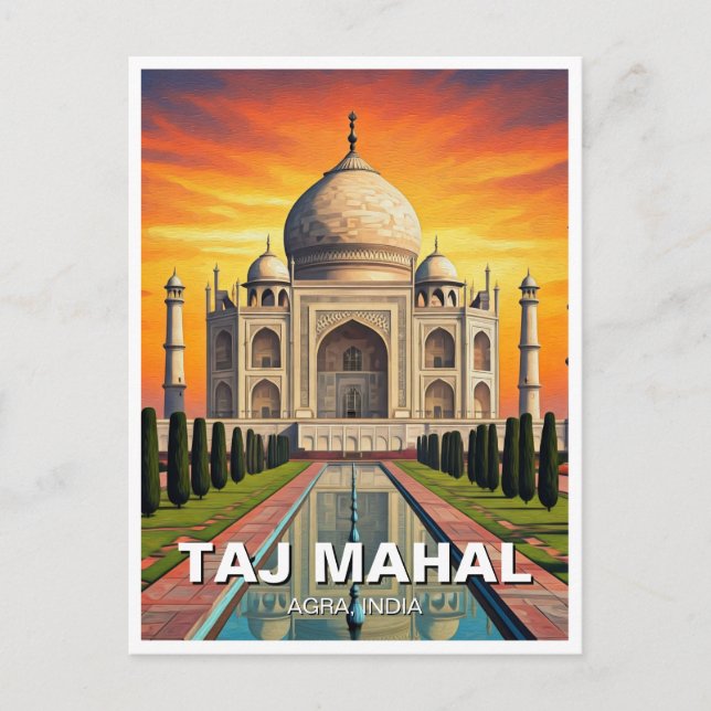 Carte Postale Taj Mahal Agra Inde Coucher du soleil (Devant)