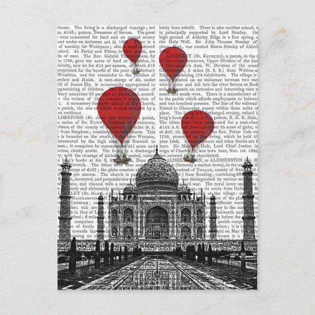 Carte Postale Taj Mahal et Red Hot Air Balloons (Devant)