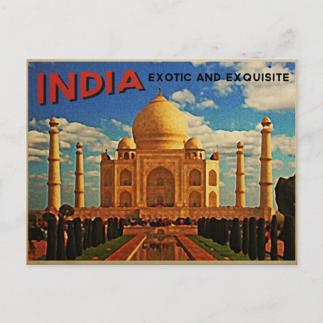 Carte Postale Taj Mahal Inde Vintage (Devant)