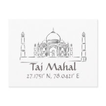 Carte postale Taj Mahal Latitude Longitude