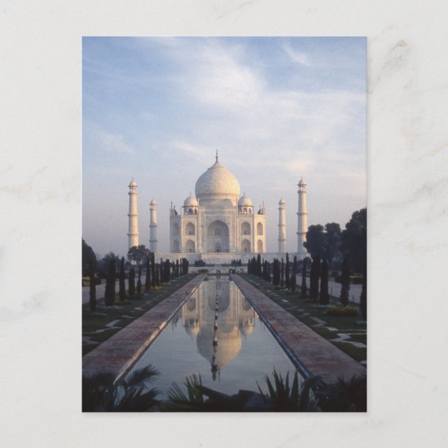 Carte Postale Taj Mahal : Réflexion en Agra, Uttar Pradesh, Inde (Devant)