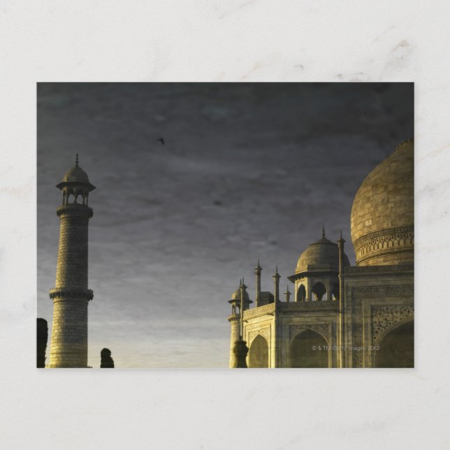 Carte Postale Taj Mahal réflexion sur l'eau à l'aube avec haut (Devant)