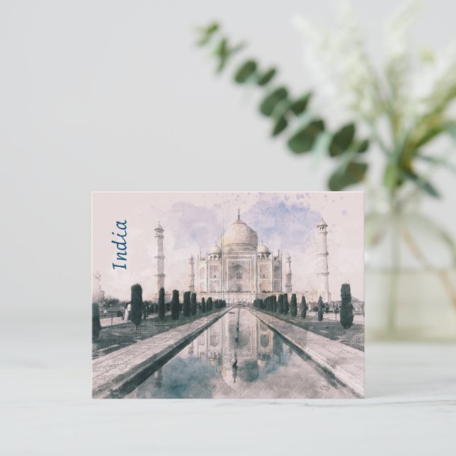 Carte postale Taj Mahal vintage - Souvenir de voya (Debout devant)