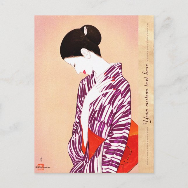 Carte Postale Takasawa Keiichi Femme en kimono art japonaise dam (Devant)