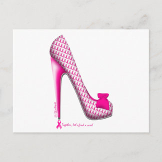 Carte Postale Talon de ruban de rose de conscience de cancer du