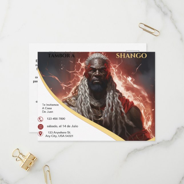 Carte Postale Tambor a Shango Lightening Rayos Invitation (Devant/Arrière en situation)