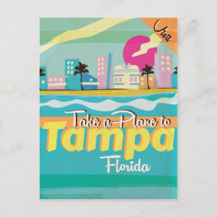 Carte Postale Tampa, Florida vintage Travel Poster.
