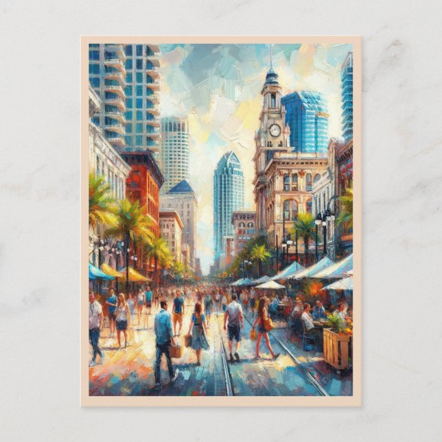 Carte Postale Tampa, Floride Street Peinture Voyage (Devant)