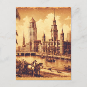 Carte Postale Tampa, Floride Vintage vieux Peinture Voyage