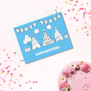 Carte Postale Tampon Anniversaire Joyeux Gnome Mignon