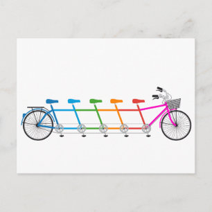 Carte Postale tandem coloré vélo, vélo d'équipe