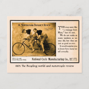 Carte Postale Tandem histoire du vélo US. équipe nationale vinta