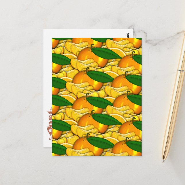 Carte Postale Tangerine un Motif d'été (Devant/Arrière en situation)