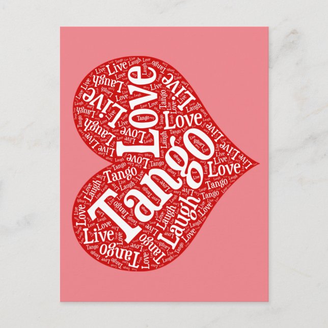 Carte Postale Tango Love Live et Lauder Red Heart Word Art (Devant)