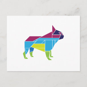 Carte Postale Tangram Frenchie, Multicolore