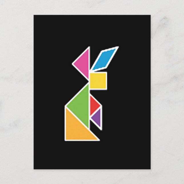Carte Postale tangram lapin coelho (Devant)