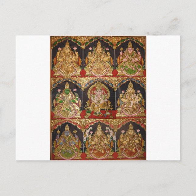 CARTE POSTALE TANJORE PEINTURE ASHTALAKSHMI INDE DU SUD (Devant)