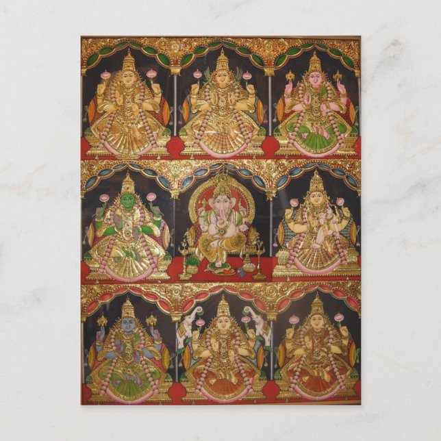 CARTE POSTALE TANJORE PEINTURE ASHTALAKSHMI INDE DU SUD (Devant)
