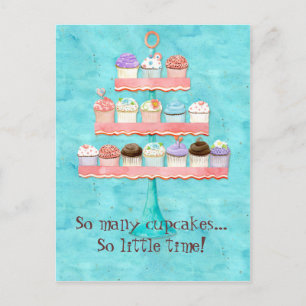 Carte Postale Tant de gâteaux, si peu de temps ! Cupcake Art
