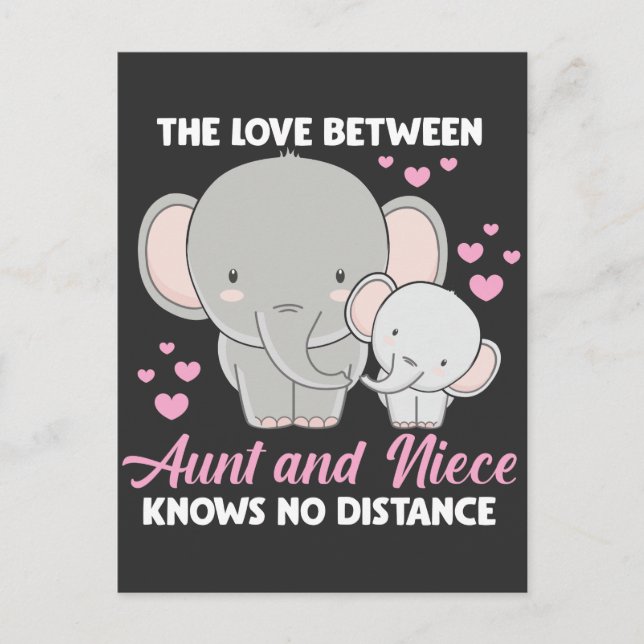 Carte Postale Tante et nièce Love Tante Famille Elephant Coeurs (Devant)