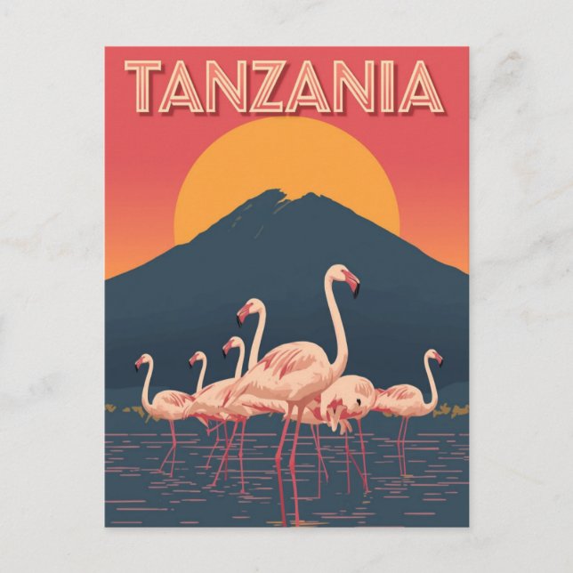 Carte Postale Tanzania Flamingo Sunset (Devant)