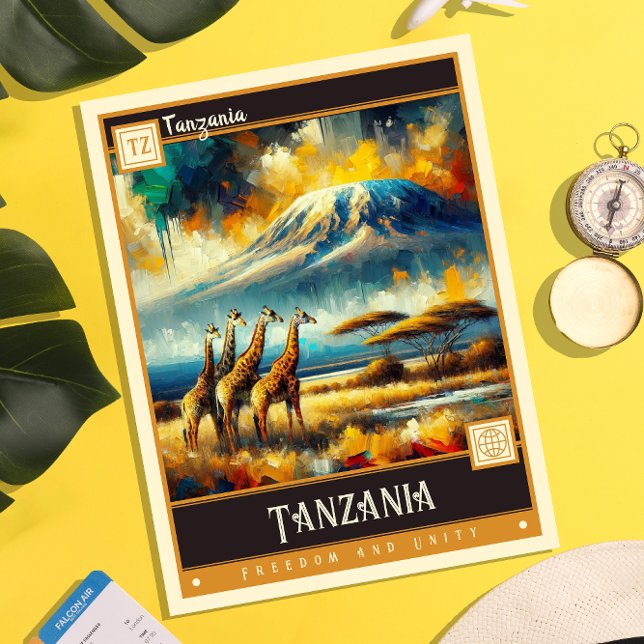 Carte Postale Tanzanie | Peinture Vintage (Créateur téléchargé)