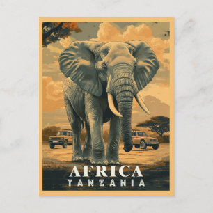 Carte Postale Tanzanie vintage : Aventure safari