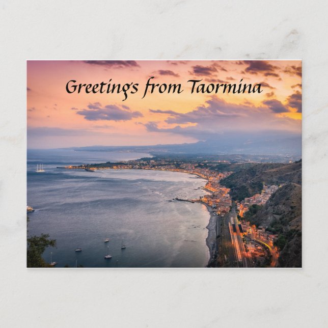 Carte Postale Taormina sur Dusk Postcard (Devant)