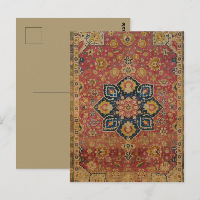 Carte Postale Tapis rouge or Kashan tapis Perse Asiatique (Devant / Derrière)