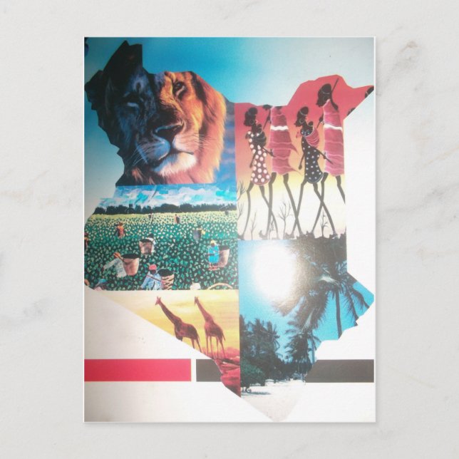 Carte Postale Tapisserie kenyane : Faune, culture et plage côtiè (Devant)